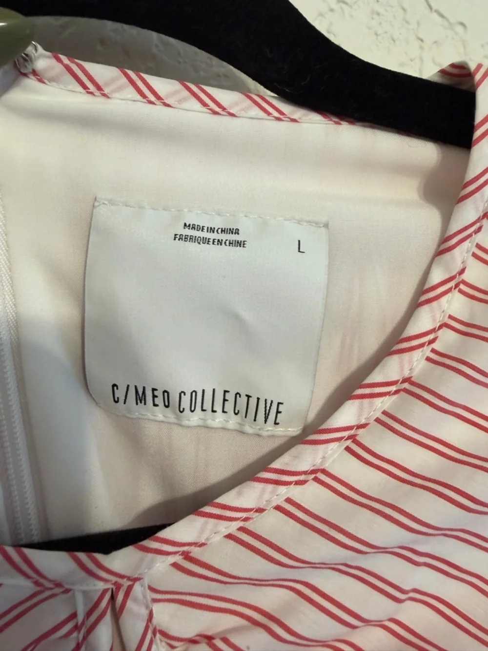 C/MEO Collective Close Enough Long Sleeve Stripped Puff Sleeve Dress Size L - Picture 5 of 6